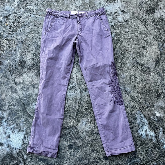 Anthropologie Relaxed Embroidered Chino Pants - Size 32 - Picture 2 of 16